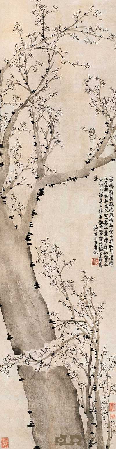 金农 梅花图 立轴 128×33cm